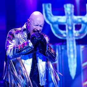 Rob Halford of Judas Priest live at Comerica Theater in Phoenix 2018 on the Firepower Tour.