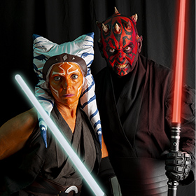 Darth Maul and Ahsoka makeup for Halloween 