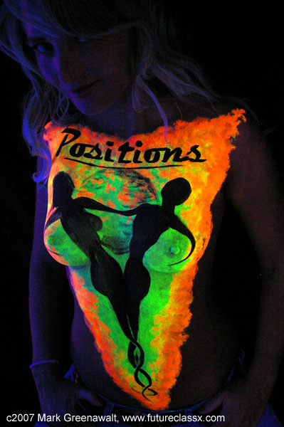 Jill Valdisar topless positions bodypainting