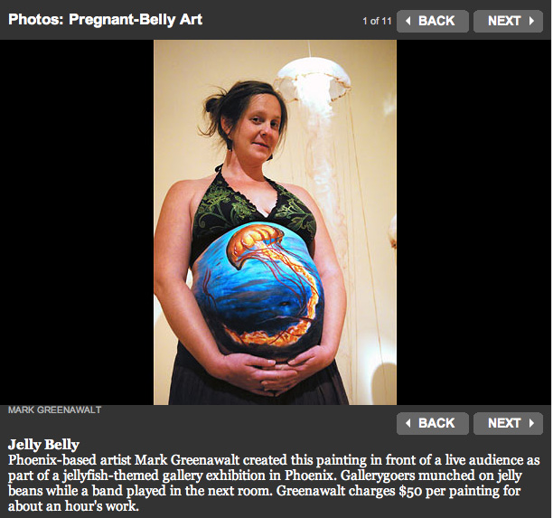 Jelly Belly Phoenix-based artist Mark Greenawalt created this painting in front of a live audience as part of a jellyfish-themed gallery exhibition in Phoenix. Gallerygoers munched on jelly beans while a band played in the next room. Greenawalt charges $50 per painting for about an hour's work.