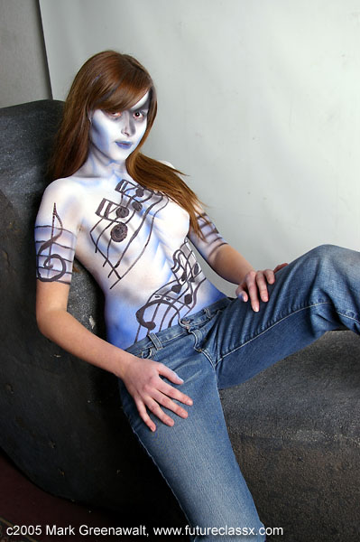 Chelsea from ASU State Press body paint art by mark greenawalt