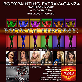 Phoenix ComiCon Monochrome bodypainting 2018