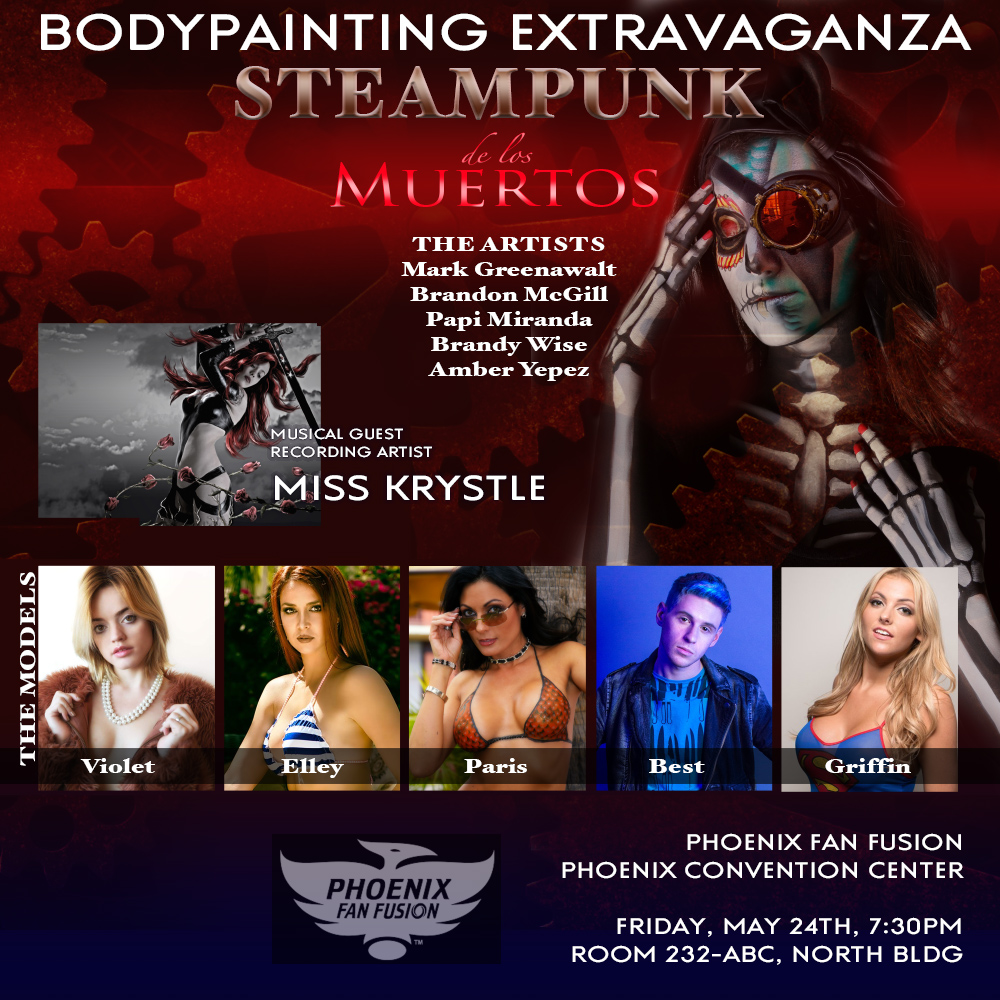 Steampunk de los Muertos theme Bodypainting at Phoenix Fan Fusion