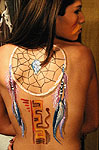 Kristi Curiali's back painting dream catcher