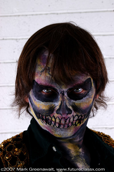 Self painted face of skull