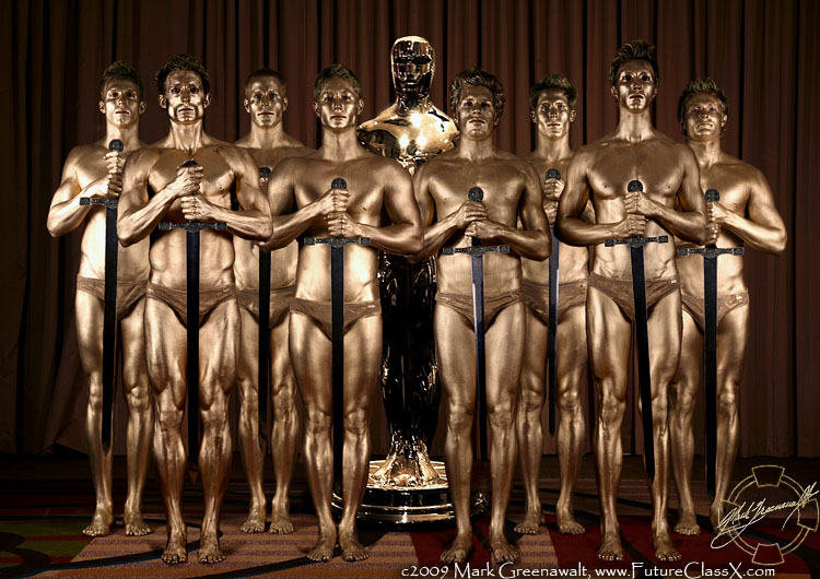 Gold statue body painting from Oscar Night America