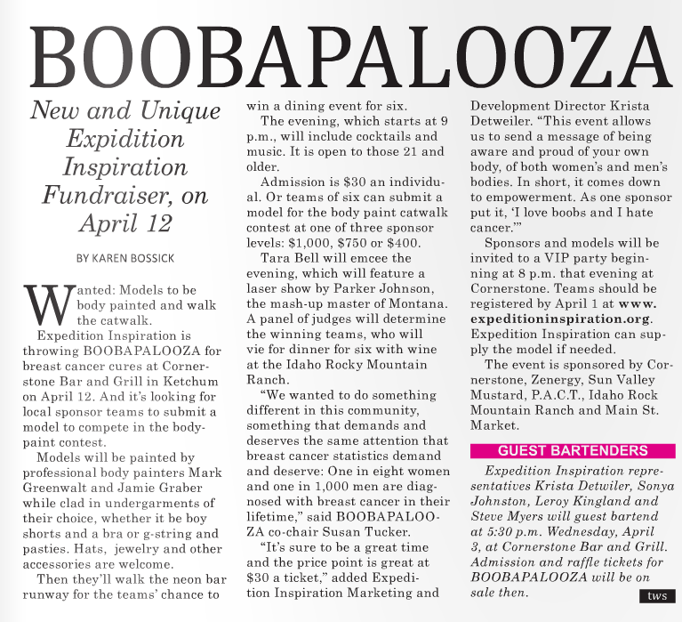 Boobapalooza article in The Weekly Sun