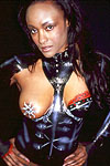 close up of bodypainted Janet Jackson outfit