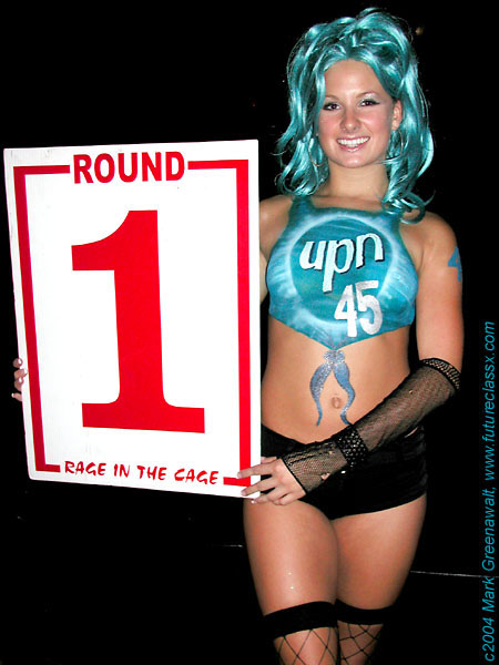 Bodypainted ring girl for Rage in the Cage