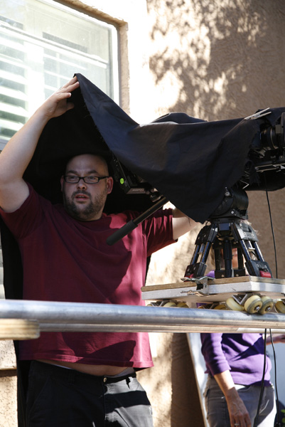 Webb Pickersgill pops out from behind the camera to see daylight