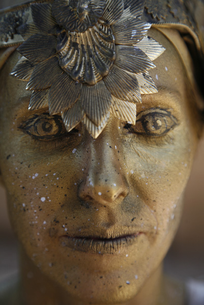 Another close up of Mark Greenawalt's body painted statue